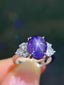 PT900 4.74 CTW UNHEATED STAR SAPPHIRE & DIAMOND RING