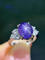 PT900 4.74 CTW UNHEATED STAR SAPPHIRE & DIAMOND RING