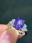 PT900 4.74 CTW UNHEATED STAR SAPPHIRE & DIAMOND RING