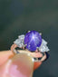 PT900 4.74 CTW UNHEATED STAR SAPPHIRE & DIAMOND RING