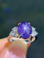 PT900 4.74 CTW UNHEATED STAR SAPPHIRE & DIAMOND RING