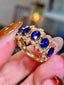 18K GOLD 2.57 CTW HEATED SAPPHIRE & DIAMOND RING