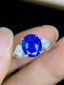18K GOLD 2.96 CTW UNHEATED SAPPHIRE & DIAMOND RING