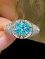14K White Gold 1.3 CT Natural Paraiba & Diamond Ring