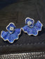 14K White Gold 0.6 CT Natural Sapphire & Diamond Earrings