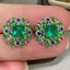 14k Gold 2 Ct Natural Emerald & Diamond Earrings