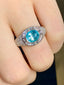 14K White Gold 1.3 CT Natural Paraiba & Diamond Ring