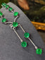 14K GOLD 7.6 CT VIVID GREEN NATURAL EMERALD & DIAMOND NECKLACE