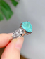 14K WHITE GOLD 2.63 CT NATURAL NEON BLUE PARAIBA TOURMALINE & DIAMOND RING