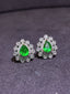 14K GOLD 0.82 CTW VIVID GREEN NATURAL EMERALD & DIAMOND EARRINGS