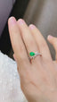 14K GOLD 0.95 CTW VIVID GREEN NATURAL EMERALD & DIAMOND RING