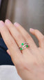 14K GOLD 0.73 CTW VIVID GREEN NATURAL EMERALD & DIAMOND RING