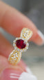 14K GOLD 0.91 CTW VIVID RED NATURAL RUBY & DIAMOND RING