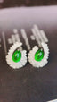 14K GOLD 1.72 CTW VIVID GREEN NATURAL EMERALD & DIAMOND EARRINGS