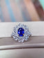 14K GOLD 1.40 CTW VIVID BLUE NATURAL SAPPHIRE & DIAMOND RING