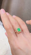 14K GOLD 1.47 CTW VIVID GREEN NATURAL EMERALD & DIAMOND RING