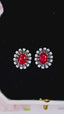 14K GOLD 2.43 CTW VIVID RED NATURAL RUBY & DIAMOND EARRINGS