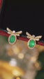 14K GOLD 1.19 CTW VIVID GREEN NATURAL EMERALD & DIAMOND EARRINGS