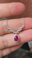 14K GOLD 1.35 CTW NATURAL RUBY & DIAMOND NECKLACE