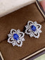 14K GOLD 2.38 CTW NATURAL SAPPHIRE & DIAMOND EARRINGS