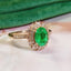 14K GOLD 1.56 CTW VIVID GREEN NATURAL EMERALD & DIAMOND RING