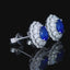 14K GOLD 2.11 CTW VIVID BLUE NATURAL SAPPHIRE & DIAMOND EARRINGS