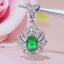 14K GOLD 1.08 CTW VIVID GREEN NATURAL EMERALD & DIAMOND PENDANT