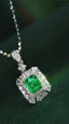 14K GOLD 0.87 CTW VIVID GREEN NATURAL EMERALD & DIAMOND PENDANT