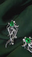 14K GOLD 1.04 CTW VIVID GREEN NATURAL EMERALD & DIAMOND EARRINGS