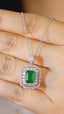 14K GOLD 2.14 CTW VIVID GREEN NATURAL EMERALD & DIAMOND NECKLACE