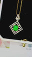 14K GOLD 1.03 CTW VIVID GREEN NATURAL EMERALD & DIAMOND PENDANT