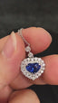 14K GOLD 2.14 CTW VIVID BLUE NATURAL SAPPHIRE & DIAMOND NECKLACE