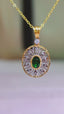 14K GOLD 0.64 CTW NATURAL TSAVORITE & DIAMOND PENDANT