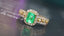 14K GOLD 0.84 CTW VIVID GREEN NATURAL EMERALD & DIAMOND RING