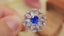 14K GOLD 2.35 CTW NATURAL SAPPHIRE & SAPPHIRE RING