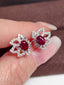 14K GOLD 1.42 CTW NATURAL RUBY & DIAMOND EARRINGS