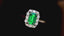 14K GOLD 0.86 CTW VIVID GREEN NATURAL EMERALD & DIAMOND RING