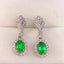 14K GOLD 1.2 CT VIVID GREEN NATURAL EMERALD & DIAMOND EARRINGS