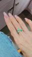 14K GOLD 0.87 CTW VIVID GREEN NATURAL EMERALD & DIAMOND RING